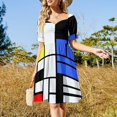 thumbnail image 3 of Modrian Robe Sans Manches Inspirée de la Composition Rouge Bleu et Jaune pour Événements Spéciaux Vêtements pour Femmes, 3 of 5