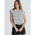 thumbnail image 4 of Chiclily Cap Sleeve Tank Tops for Women Summer Casual Basic T-Shirts, White Stripe L, 4 of 6