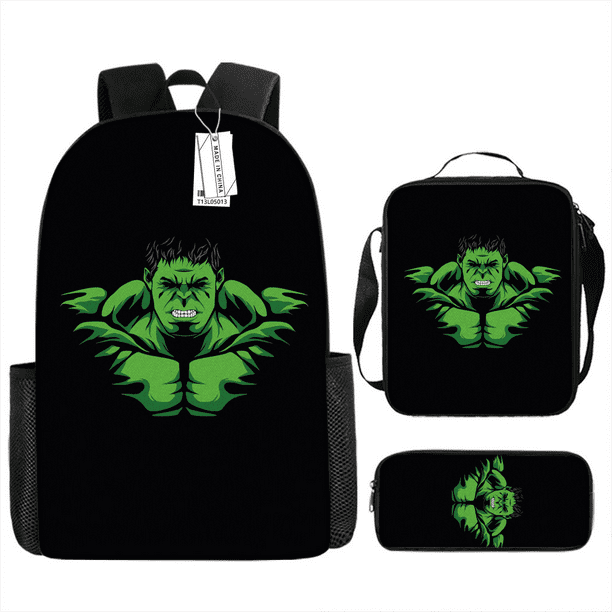 Hulk Backpack Schoolbag Three piece Set For Primary And Secondary School Students Lightweight Waterproof Schoolbag week Walmart