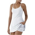 thumbnail image 1 of Ensembles de Robes de Tennis pour Femmes, Robes Athlétiques avec Poches et Shorts, Tenues d'Entraînement d'Été de Golf Blanc P, 1 of 9
