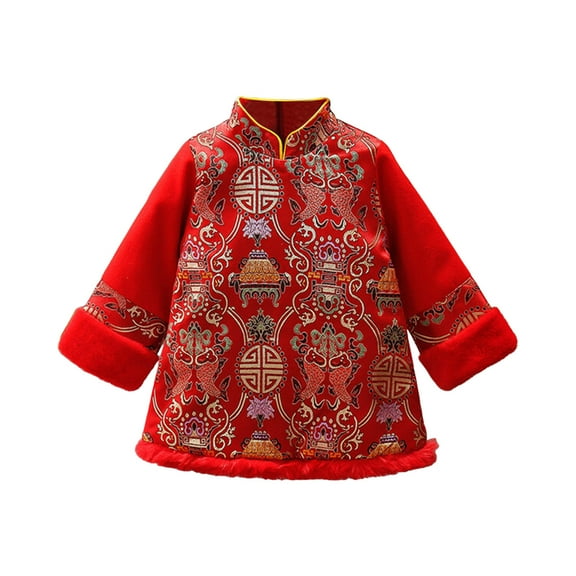 Ydojg Dresses For Girls Toddler Kids Winter Chinese Thickened New Year'S Top Skirt Dress Clothing Outfit 18-24 Months