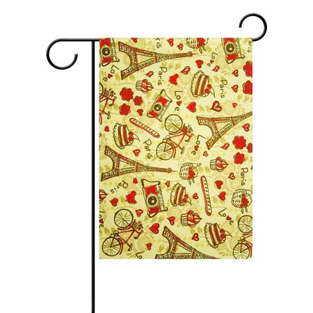 Outdoor Eiffel Tower POPCreation Romantic Love Bouquet Garden Flag Eiffel Tower Outdoor Flag Home Party 28x40 inches ()