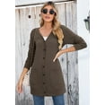 thumbnail image 4 of SHOWMALL Women Lightweight Cardigan Long Sleeve Button Down V Neck Casual Lightweight Knit Sweater Open Front Cardigan, US Size 2XL, Dark Coffee, 4 of 8