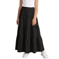 thumbnail image 4 of WQNVRNR Girls Tiered Hem Skirts- Elastic Waist A-Line Casual High Waist Flowy Skirts Black Size 6, 4 of 7
