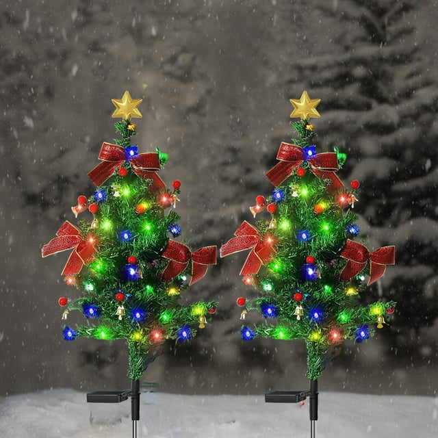 Tree Lights Solar Powered LED Christmas Tree Light Outdoor Garden Decoration with 2 Lighting Modes 1Pcs JASKFLY
