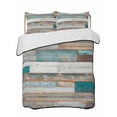 thumbnail image 2 of Quilts Twin XL Size, Turquoise Brown Soft Comforter Bedding Set for Bed, Vintage Country Ombre Wooden Grain Lightweight Quilted Bedspread with Pillow Cover(2 Pieces) for All Season, 68x98 Inch, 2 of 6