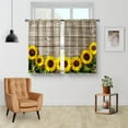 thumbnail image 2 of Wooden Barn Door Kitchen Curtains - Sunflower Rustic Country Wood Vintage Floral Short Cafe Tier Curtains Decor Farmhouse Retro Rod Pocket Window Drapes 24 Inch Length 2 Panel Set, 28"x24", 2 of 5