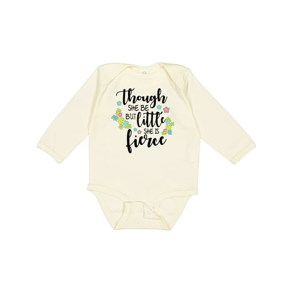 Inktastic Though She Be but Little She is Fierce Shakespeare Girls Long Sleeve Baby Bodysuit