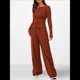 thumbnail image 4 of Conjuntos de Dos Piezas para Mujer: Camiseta Asimétrica de Larga, Pantalones Anchos y Chándal Informal. Rojo Ladrillo L, 4 of 8