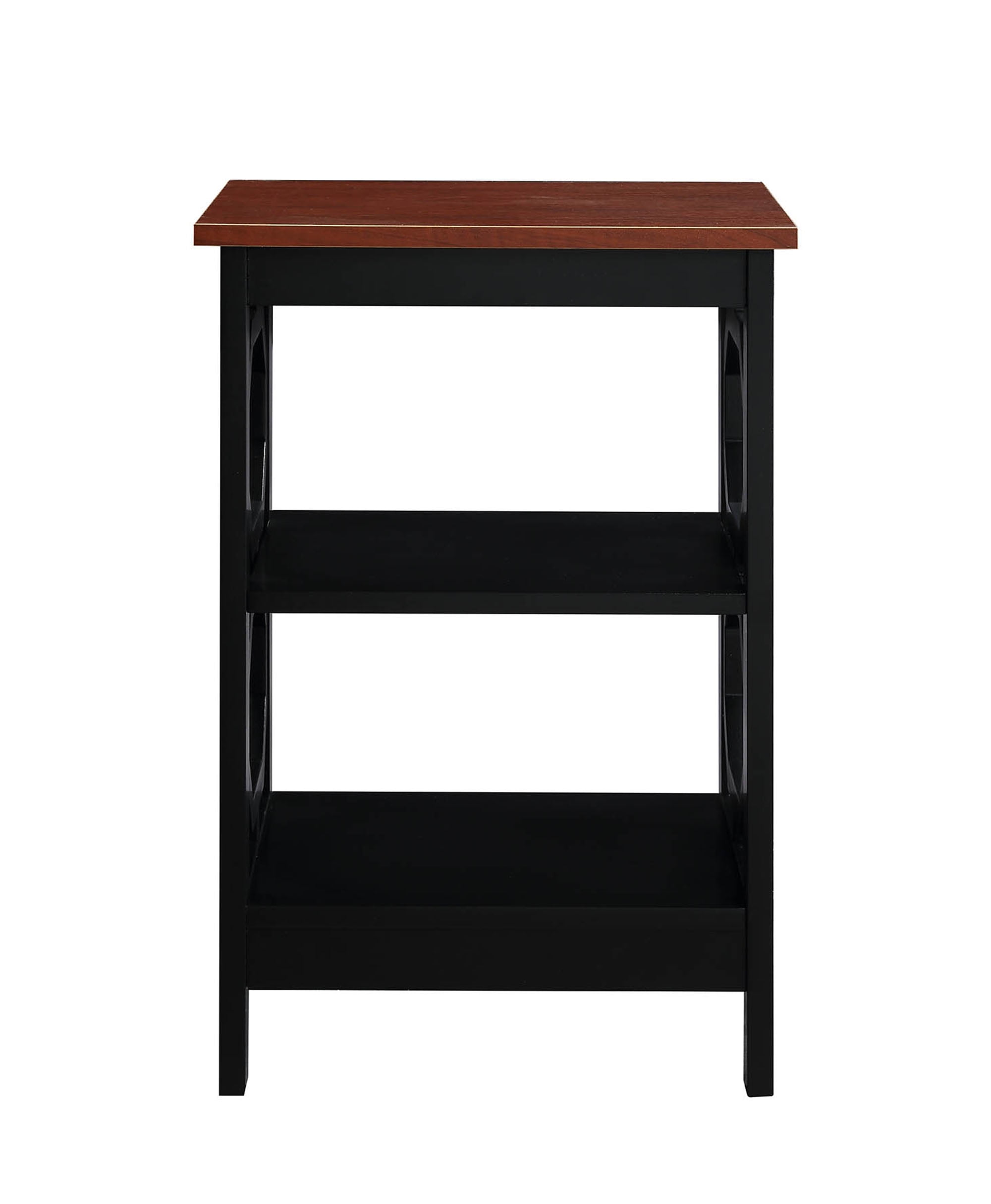 Convenience Concepts Omega End Table with Shelf, Cherry Top/Black