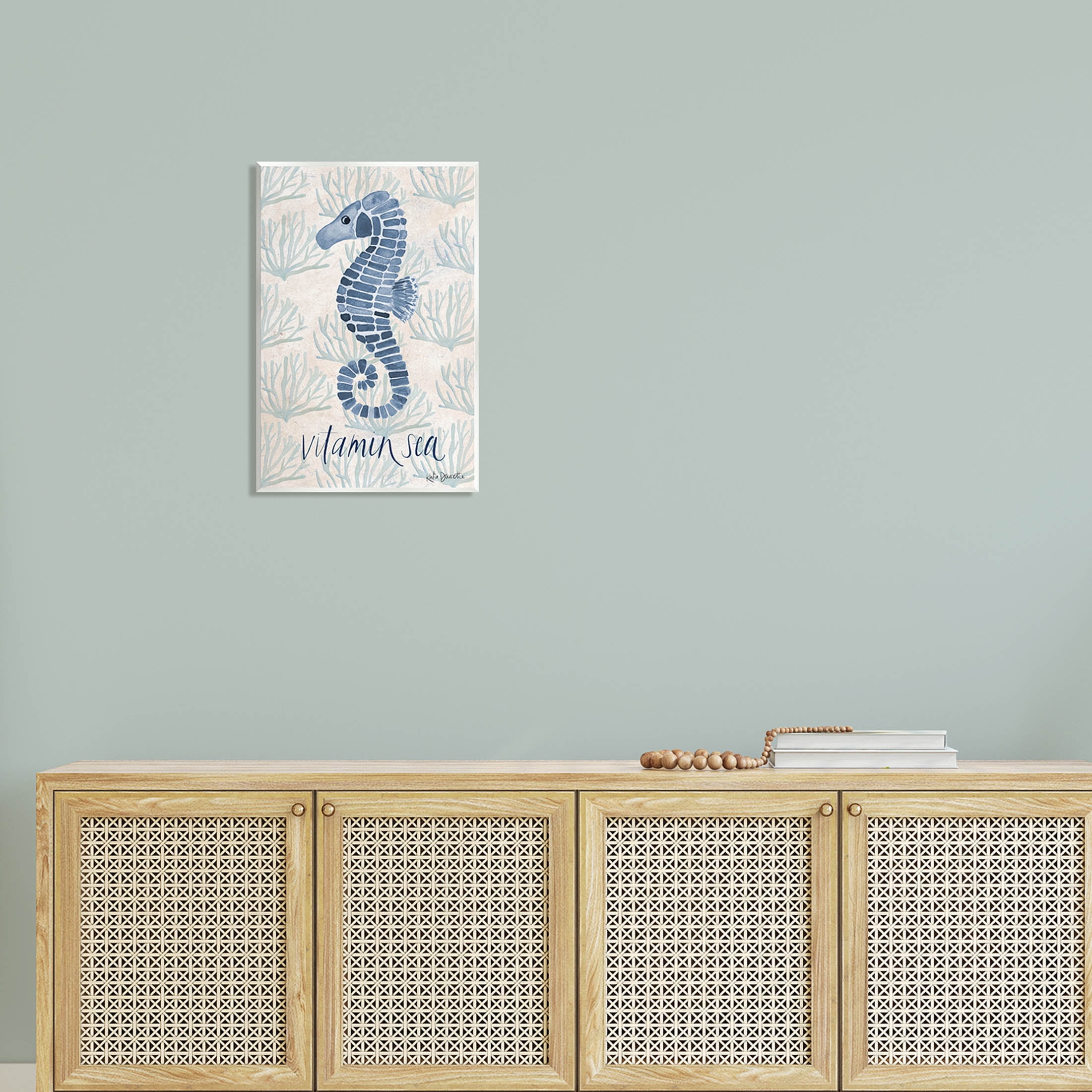 Stupell Industries Vitamin Sea Aquatic Pun Seahorse Graphic Art Unframed Art Print Wall Art, Design by Katie Doucette