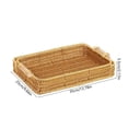 thumbnail image 3 of Rectangular Rattan Style Serving Tray with Wooden Handles - Decorative Woven Storage Basket for Coffee Table, Kitchen, and Home Decor - Ideal for Organizing & Serving Wooden, 3 of 6