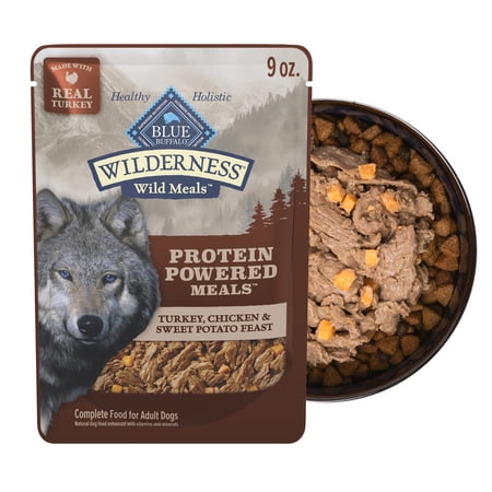Blue Buffalo Wilderness Wild Meals, Turkey, High-Protein Adult Wet Dog Food, 9oz. Pouch