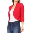 thumbnail image 3 of Women's 2 Pack Casual 3/4 Sleeve Bolero Open Front Cardigan Jacket Work Office Blazer, 3 of 7
