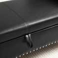 thumbnail image 3 of Black PU Storage Bench | With rolled arms and soft pressure hinges, suitable for bedroom or fireplace side, 3 of 3