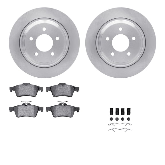 Dynamic Friction Company Rear Brake Rotors with 5000 Euro Ceramic Brake Pads includes Hardware 6612-80023