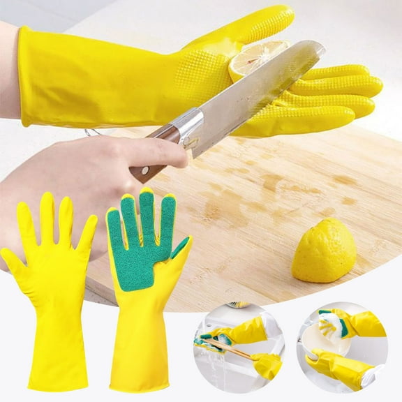 Hwkond Cleaning Gloves Right Hand Scouring Gloves Dishwashing Cleaning Cloth Kitchen Scouring Cloth Cleaning Cloth Pot Brush Sponge Household Gloves,Up to 50% Off