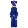 thumbnail image 2 of Haitryli Womens Praise Dance Outfit Asymmetric Hem Overlay Dress with Pants Worship Liturgical Royal Blue L, 2 of 8