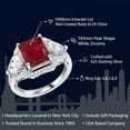 thumbnail image 2 of Gem Stone King 4.59 Cttw Red Created Ruby Ring for Women | 925 Sterling Silver | Emerald Cut 10X8MM | Gemstone Birthstone | Three Stone Wedding Engagement Anniversary Promise Ring | Size 8, 2 of 5