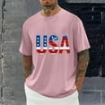 thumbnail image 2 of Wyobmus Mens Usa Shirt American Flag Short Sleeve T-Shirt Crew Neck Loose 4Th Of July Patriotic Tees Blouses B-Pink, 2 of 5