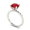 thumbnail image 2 of Clara Pucci 14K White Gold Solid Gold Ruby Solitaire Anniversary Ring for Women - 2 cttw Round Cut, 2 of 8