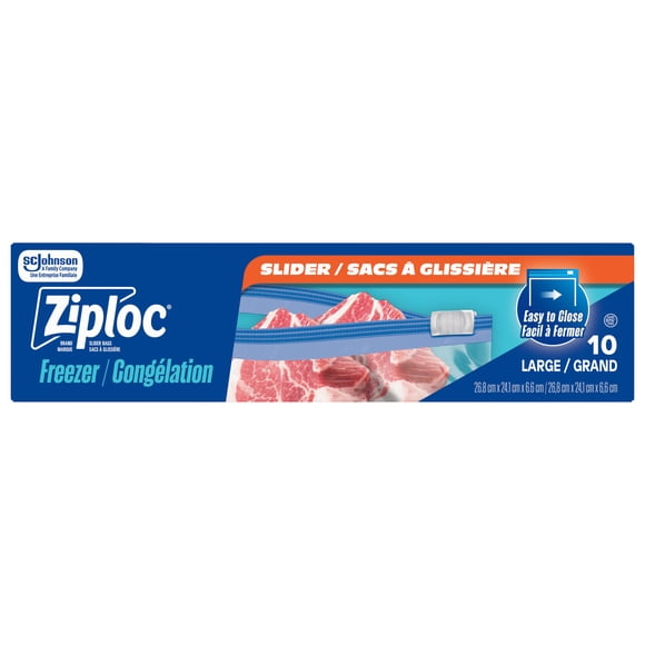 Ziploc® Slider Freezer Bags with Power Seal Technology, Large