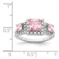 thumbnail image 4 of 925 Sterling Silver Polished Pink Square Cubic Zirconia Ring Size 8 Ring for Women, 4 of 5