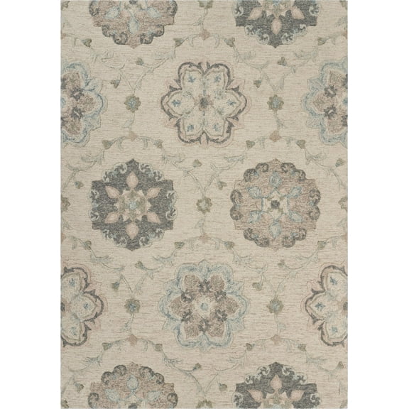5â€™ x 7' Ivory Intricate Floral Area Rug