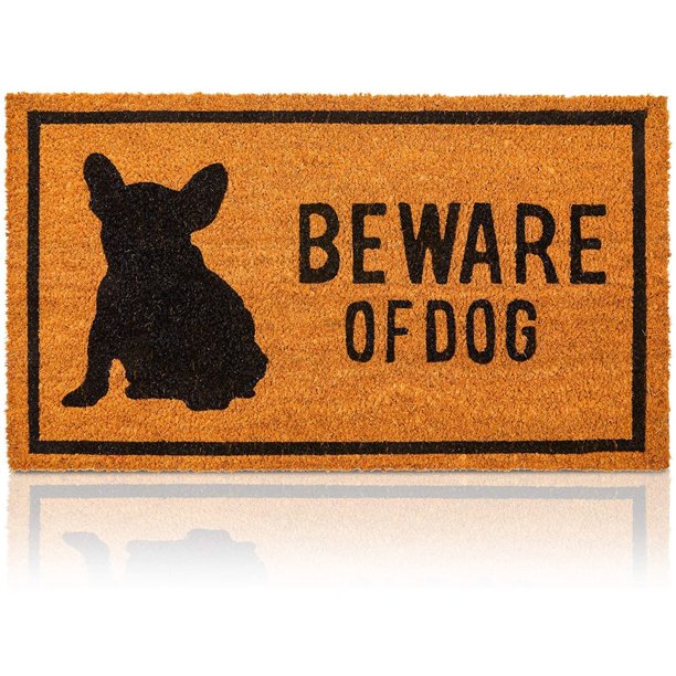 Beware of Dog Natural Coir Door Mat 17"x30" Front Doormat Non