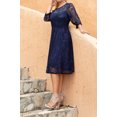 thumbnail image 2 of Curve Muse Women's Plus Size Floral Lace 3/4 Sleeve Round Neck Dress-Navy-3XL, 2 of 6