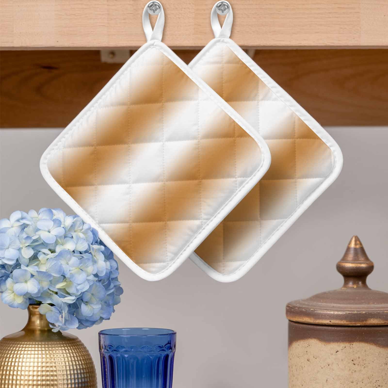 Burnt Orange White Ombre Pot Holders for Kitchen Heatproof Potholder, 4 Pack Modern Abstract Art Farmhouse Gradient Hot Pads Multipurpose Oven Pads Cloth Potholders Trivet for Cooking and Baking