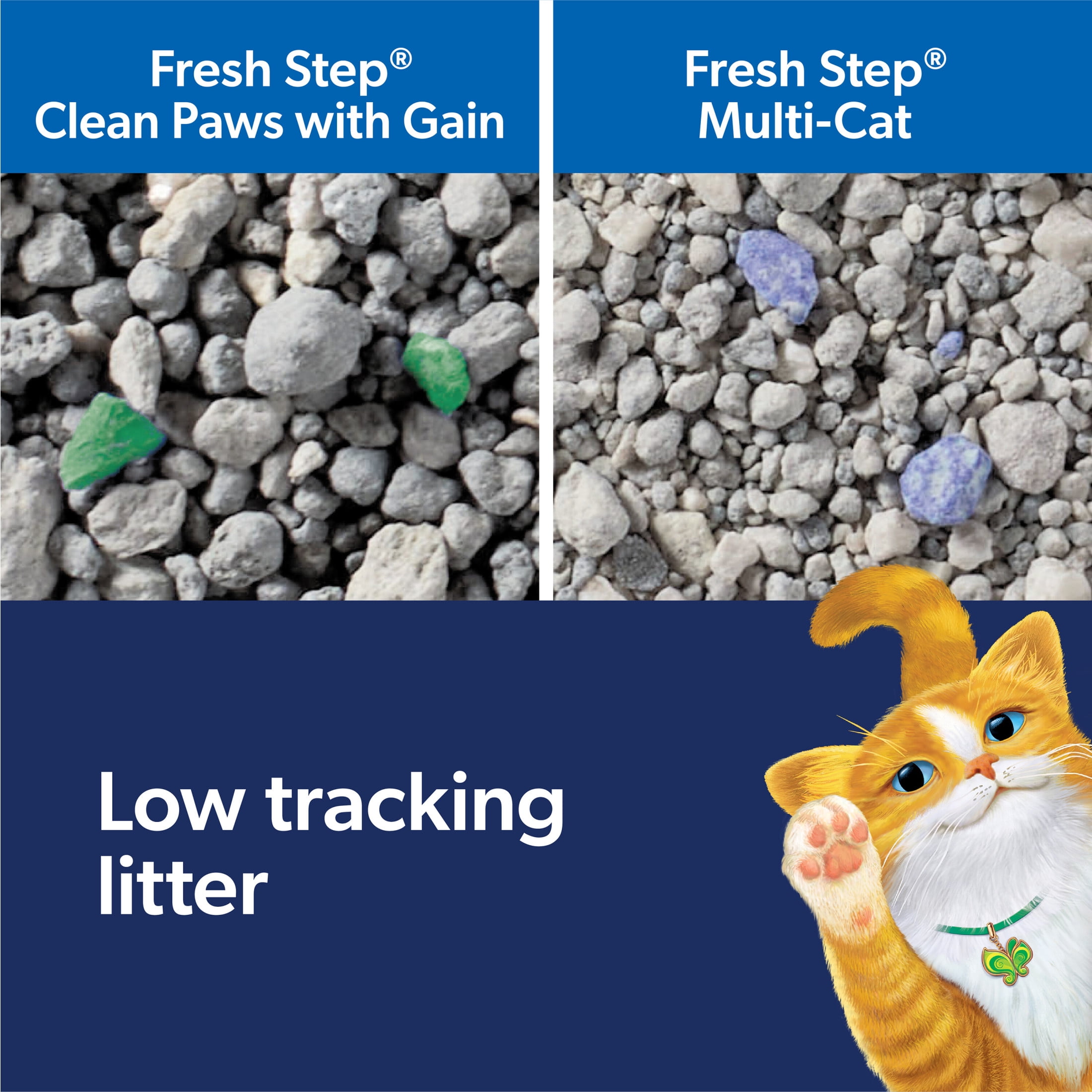 Fresh Step Clean Paws Cat Litter, Low-Tracking Clumping Litter With Febreze and Gain, 22.5 lbs