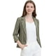 thumbnail image 1 of INSPIRE CHIC Blazer De Solapa Con Muescas Y Mangas 3/4 A Rayas Para Mujer ejercito verde XL, 1 of 6