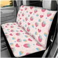 thumbnail image 3 of Yuyamidu Blue Pink Strawberry Car Seat Cover Set of 14 Floral Steering Wheel Cover Seatbelt Shoulder Pad Coaster Headrest Covers Armrest Cover Cushion Keychain, Pink, 3 of 7