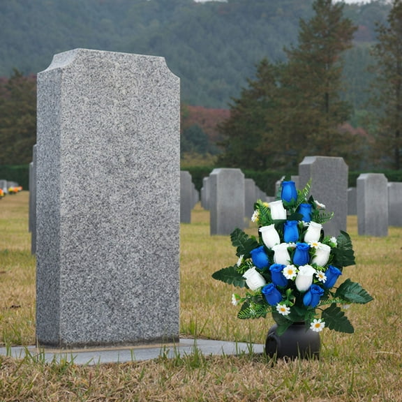 Cemetery Decorative Flowers Blue   White - Artificial Flowers - Household Imitation