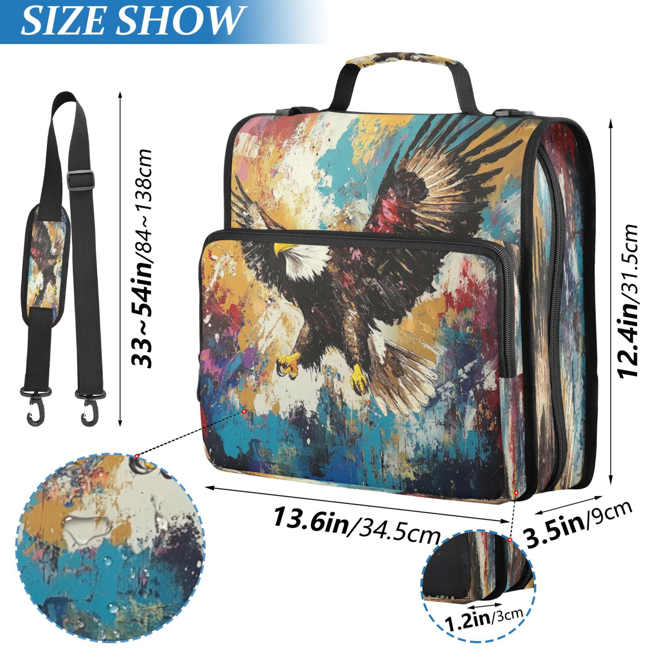 YAZAOO Zipper Binder trapper keeper Documents Organized Design Eagles in Motio Printed