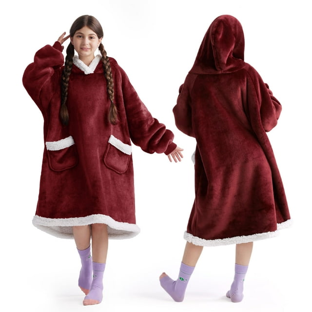 Sudadera con capucha Wearable Blanket Bedsure para adultos y niños
