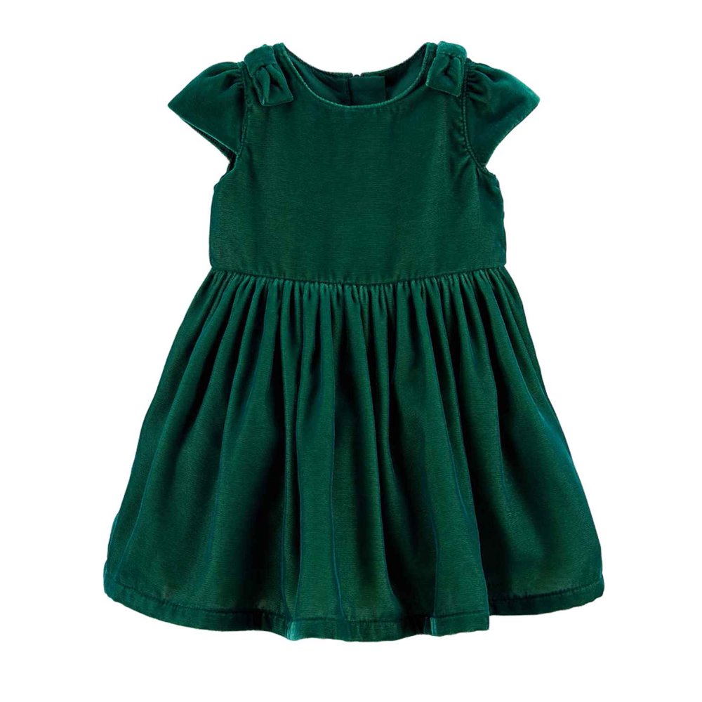 Carter's Carters Infant Girls Green Velvet Christmas Holiday Baby