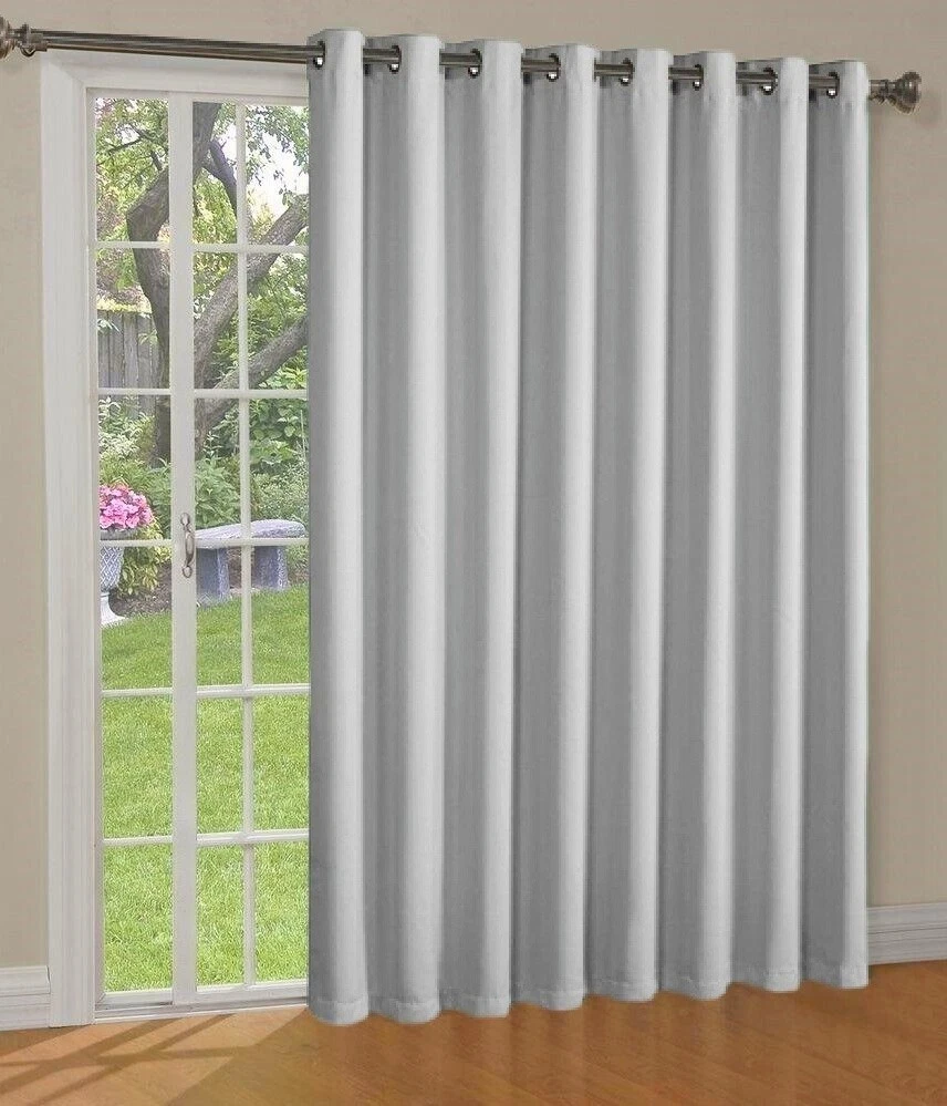 Gorgeous Home Linen Versatile K100 Silver Gray Thermal Blackout Patio Door Window Grommet Curtain Extra Wide Room Divider 100" Wide X 84" Length 1Pc