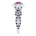 thumbnail image 4 of Dazzlingrock Collection 6X4mm Oval Pink Sapphire with Round Blue Sapphire & White Diamond Interweaving Double Halo Wedding Ring for Women in 10K White Gold, Size 7, 4 of 6