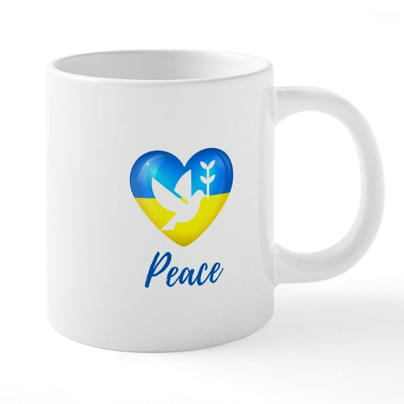CafePress - Ukraine Flag Peace Dove Mugs - 20 Oz White Ceramic Mega Mug