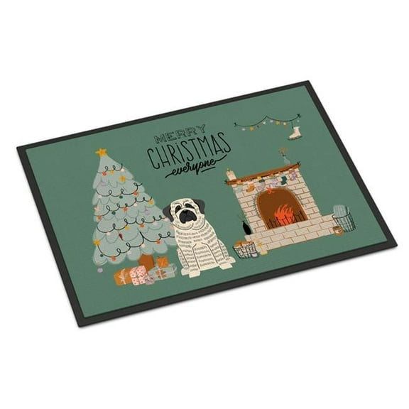 Carolines Treasures CK7579JMAT 24 x 36 in. White Mastiff Brindle Christmas Everyone Indoor or Outdoor Mat