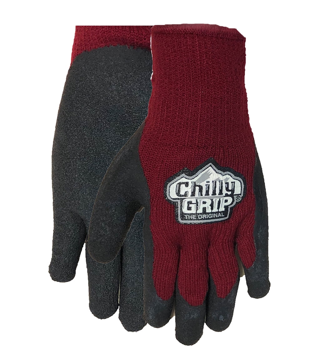 Red Steer Chilly Grip A311BG Women's Heavyweight Thermal-Lined Foam Latex Gloves, Maroon/Black [PRICE is per PAIR] (Small)