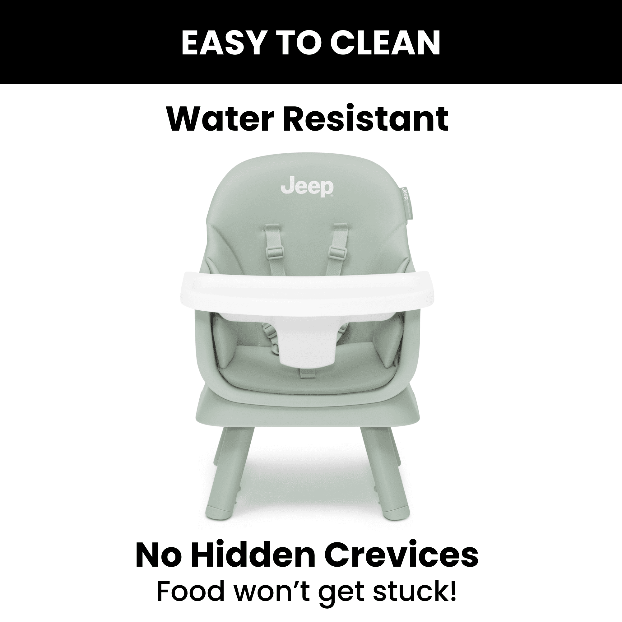 Jeep Milestone 6-in-1 High Chair by Delta Children - High Chair Converts to Stool, Booster Seat, Toddler Chair, Activity Table and Desk and Chair, Sage Green