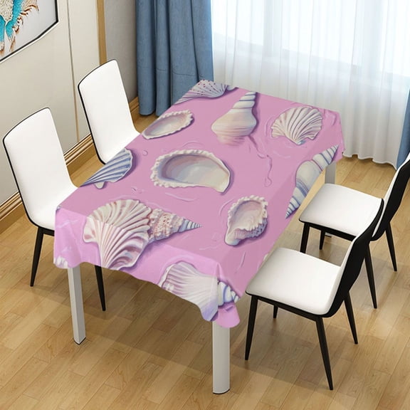 54x54 Inch Tablecloth Polyester Square Tablecloth for Home Kitchen Dinner Decor Seashells and Conch Shells