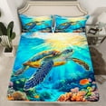 thumbnail image 2 of Erosebridal Sea Turtle Bed Sheets Set Twin Size, Ocean Sealife Bedding Twin Size, Kawaii Animal Sheet Set Twin, Microfiber Bedroom Decorative, 3-Piece, 2 of 7