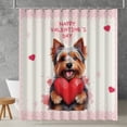 thumbnail image 2 of Happy Valentine's Day Yorkshire Terrier Brings Love Heart Shower Curtain Yorkie Dog Lover Gifts Waterproof Bathroom Bathtub Curtain - 02028, 2 of 5