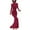 Wine, variant on FcBaudy Long Sleeve Round-Neck Ankle Dress,Summer Dresses for Women Fashion Women Comfortable Pullover Solid Color Lower Back Wrap Buttocks Long Sleeve Round-Neck Ankle Dress Women Dress