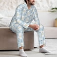 thumbnail image 7 of Salouo Cute Cat Print Button-Front Long Sleeve Pajama Set for Men, Soft 2Pjs Men's Long Sleeve Sleepwear-Small, 7 of 7