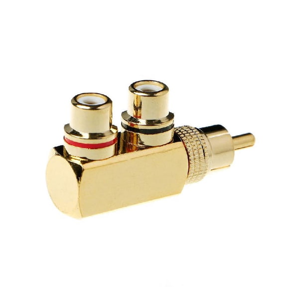 Copper Audio Splitter Plug RCA 1 Male to 2 Female AV Socket Connector Adapter